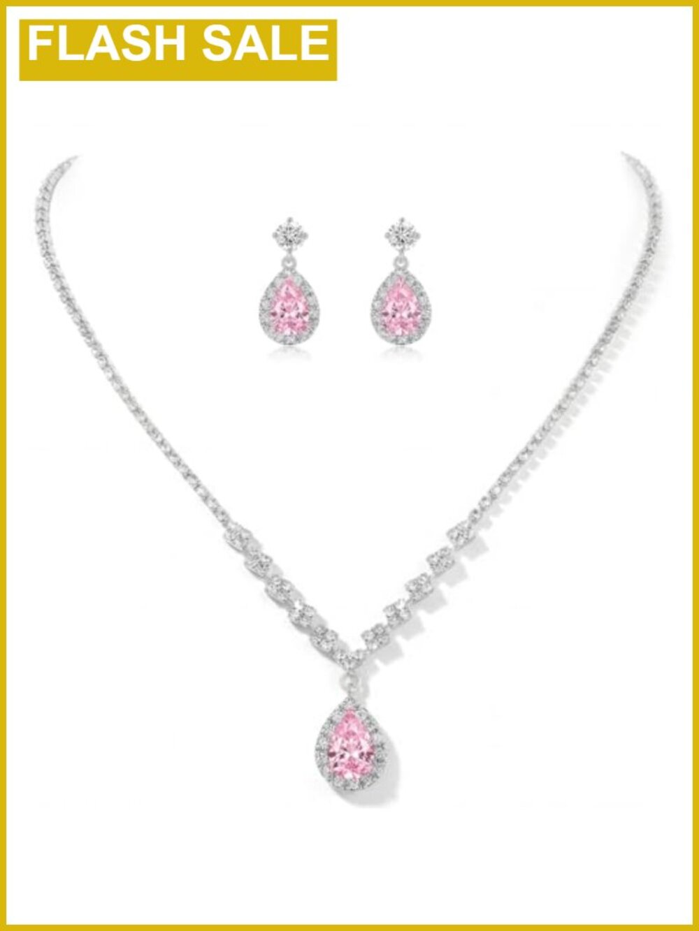 Crystal Necklace Earrings Set Bridal Wedding Rhinestone Choker Prom Jewelry